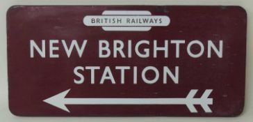 BRITISH RAILWAYS (M) DIRECTIONAL SIGN: NEW BRIGHTON STATION, 71 x 33cms Provenance: The collection