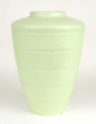 KEITH MURRAY FOR WEDGWOOD: LIME GREEN SHOULDERED VASE, facsimile signature factory mark, 28.5cms (h)