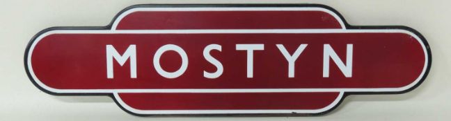 BRITISH RAILWAYS (M) TOTEM SIGN: MOSTYN (FF), 92 x 26cms Provenance: The collection of Philip
