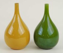 CARL-HARRY STÅLHANE (1920-1990) FOR RÖRSTRAND: TWO GLAZED BOTTLE VASES, one in mustard yellow, the