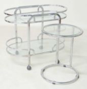 1950s STYLE CHROME FRAMED PLATE GLASS TEA TROLLEY, 67 (h) x 80 (w) x 47cms (d); together with