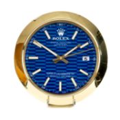 ROLEX-STYLE WALL CLOCK, modelled as an Oyster Perpetual Datejust watch, blue dial, electric