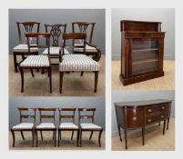 GROUP OF ANTIQUE FURNITURE including nine dining chairs, all similarly upholstered in Regency