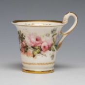 SWANSEA CABINET OR CABARET CUP with an everted rim, turned foot and gilded handle with biting