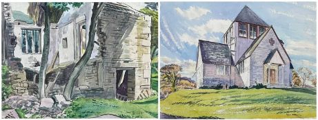 EDGAR HOLLOWAY (1914-2008) watercolours - entitled, 'Old Marble Works, Dentdale', signed and dated