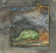 ‡ CHRISTOPHER SHURROCK (b.1939) collagraph, ink and watercolour - entitled verso, 'Miroir des