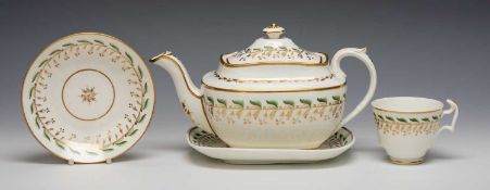 SWANSEA PORCELAIN PART TEA SERVICE, pattern no. 251, comprising teapot and stand with coffee cup and