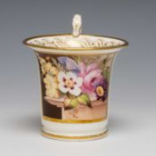 SWANSEA CABINET OR CABARET CUP with an everted rim, turned foot and gilded handle with biting