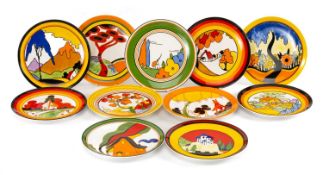 ELEVEN WEDGWOOD 'CLARICE CLIFF' PLATES, Bradford Exchange limited editions, 1994, 20.4cms (diam.) (