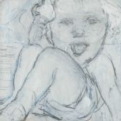 ‡ HEATHER EASTES (b. 1953) mixed media - entitled verso, 'Egg Girl and Ice Cream', unsigned, dated