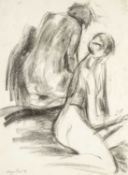 ‡ MEGAN JONES (Welsh, 1936-2018) charcoal on paper - nude study, signed and dated '79, 49 x 36cms