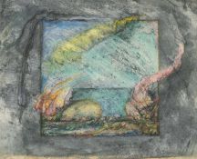 ‡ CHRISTOPHER SHURROCK (b.1939) collagraph, ink and watercolour - entitled verso, 'Miroir des