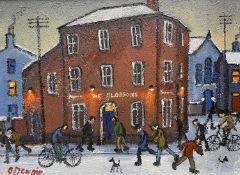 ‡ JAMES DOWNIE (b.1949) oil on canvas - entitled, 'Blossom Pub, Stockport', signed, 29 x 39cms