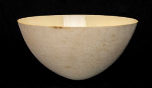 CHRISTINE JONES (b.1955) STUDIO POTTERY BOWL, gently rounded sides, lemon glazed interior, incised