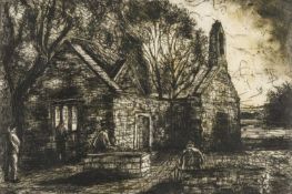 ‡ SIONED FURLONG limited edition (8/10) etching - entitled, 'Hen Eglwys, Llanfihangel Ysgeifiog',