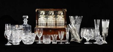 ASSORTED GLASSWARE including, wine/sherry glasses, brandy balloons, tumblers, hi-balls, champagne
