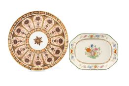 LARGE ROYAL CROWN DERBY CIRCULAR TRAY, 47cms (diam.); and a Copeland Spode 'Chinese rose' meat