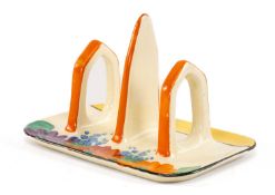 CLARICE CLIFF 'GAY DAY' TOAST RACK, printed marks, 12.5cms w Provenance: private collection Vale