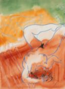 EDWARD PIPER (British 1938 -1990) mixed media - reclining nude reflected in mirror, signed and dated