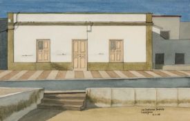 TOM JONES RCA (Welsh, 1936-2017) watercolour - entitled verso, 'Los Cristianos, Tenerife', signed