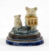 GEORGE TINWORTH STONEWARE MICE GROUP, for Doulton Lambeth, 'Organ Grinder', one mouse playing a