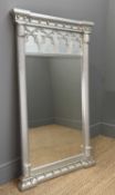 MODERN ANTIQUE STYLE SILVER PAINTED PIER MIRROR, 133 (h) x 79cms (w) Provenance: private