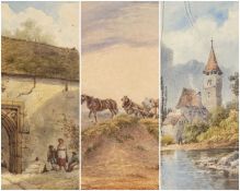 WILLIAM WALTER WHEATLEY watercolour - A Gate to Whatley Manor, Frome, 19 x 27.5cms; WILLIAM JAMES