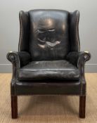 VICTORIAN STYLE LEATHER WINGBACK ARMCHAIR, 104 (h) x 76cms (w) Provenance: private collection Vale