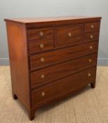 19TH C. MAHOGANY SCOTTISH CHEST, boxwood and ebony stringing, brass pulls (probably later