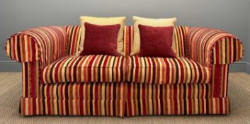 DURESTA MAXIMUS THREE-SEATER SOFA, striped fabric upholstery, complete with arm covers & four