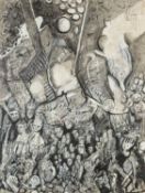 ‡ PAUL DAVIES (1947-1993) mixed media on card - entitled verso 'Chartism', 100 x 75cms Provenance: