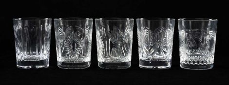 ELEVEN WATERFORD CRYSTAL MILLENNIUM SERIES DOUBLE OLD-FASHIONED TUMBLERS, two of each Love, Health &