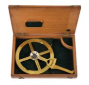 STANLEY LACQUERED BRASS VERNIER PROTRACTOR, c. 1900, 14.7cms (diam.), in mahogany case Provenance: