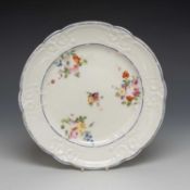 NANTGARW PORCELAIN PLATE, having a typically moulded border with forget-me-nots, tied ribbons, and