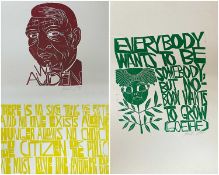 ‡ PAUL PETER PIECH (American, lived/worked Wales, 1920-1996) woodcut prints - quote from British-