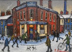 ‡ JAMES DOWNIE (b.1949) oil on canvas - entitled, 'The Grove, lord Street, Stockport', signed, 29