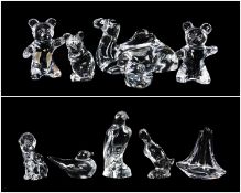 TEN 20TH C. DAUM CLEAR GLASS FIGURINES including, Frog, approx. 4cms (h), Sitting Camel, 10cms (