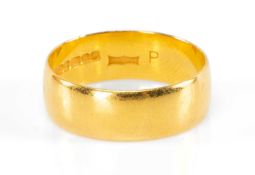 22CT GOLD WEDDING BAND, ring size R, approx. 5.3g Provenance: private collection Caerphilly