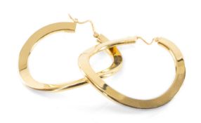 PAIR OF CHARLES GARNIER 18CT GOLD WAVY HOOP EARRINGS, 38mms (diam.), 4.9g Provenance: private