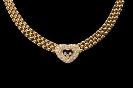 CHOPARD 18CT GOLD NECKLACE with Happy Heart diamonds heart clasp, total diamond wt. 1.43ct, 110g,