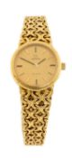 OMEGA DE VILLE 18CT GOLD LADIES' BRACELET WRISTWATCH, 18mms gold coloured dial, manual wind, on an