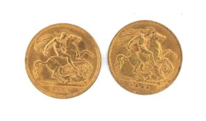 EDWARD VII HALF SOVEREIGN, 1908 (VF), 3.97g; together with Edward VII half sovereign, 1907 (EF), 3.