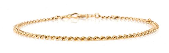 15CT GOLD CURB LINK ALBERT CHAIN, with double lobster clasp ends, 43cms, 36.7g Provenance: private