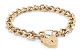 9CT GOLD CURB LINK BRACELET, with padlock clasp, approx. wt. 32.8g Provenance: private collection