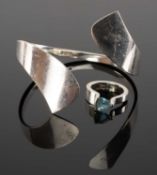 MODERNIST STERLING-SILVER TORQUE BANGLE, maker C. D., Sheffield 1971, cuff size 63mms, 35.8g;