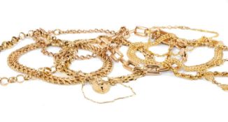 NINE VARIOUS 9CT GOLD BRACELETS, gross weight approx. 29.6g Provenance: private collection Wrexham