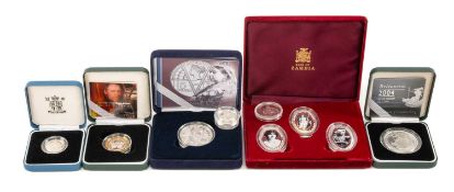 ASSORTED SILVER PROOF COMMEMORATIVE COINS, including 2004 One-Ounce £2 Britannia, 2001 Victoria