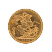 VICTORIA GOLD SOVEREIGN, 1895 Melbourne Mint, 7.9g Provenance: private collection Caerphilly
