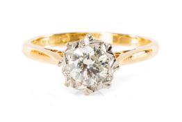 18CT GOLD DIAMOND SOLITAIRE RING, the illusion set, round-cut stone measuring 0.5cts approx.,