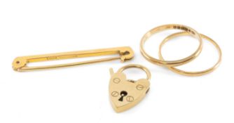 18CT GOLD WEDDING RING, ring size Q (worn), 0.9g; together with 9ct gold wedding ring, ring size